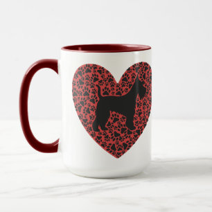 Taza Schnauzer Silhouette Heart Paws Print - Dog Lover