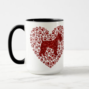 Taza Schnauzer Silhouette Heart Paws Print - Dog Lover