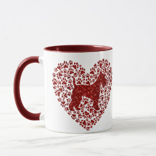 Taza Schnauzer Silhouette Heart Paws Print - Dog Lover