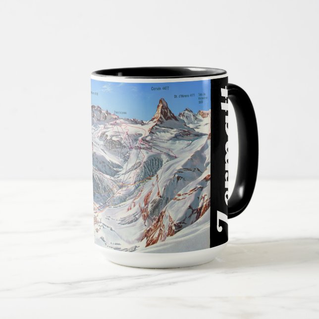 Taza " Schweiz: 1970er/heute Wallis - Zermatt Panorama (Anverso derecho)