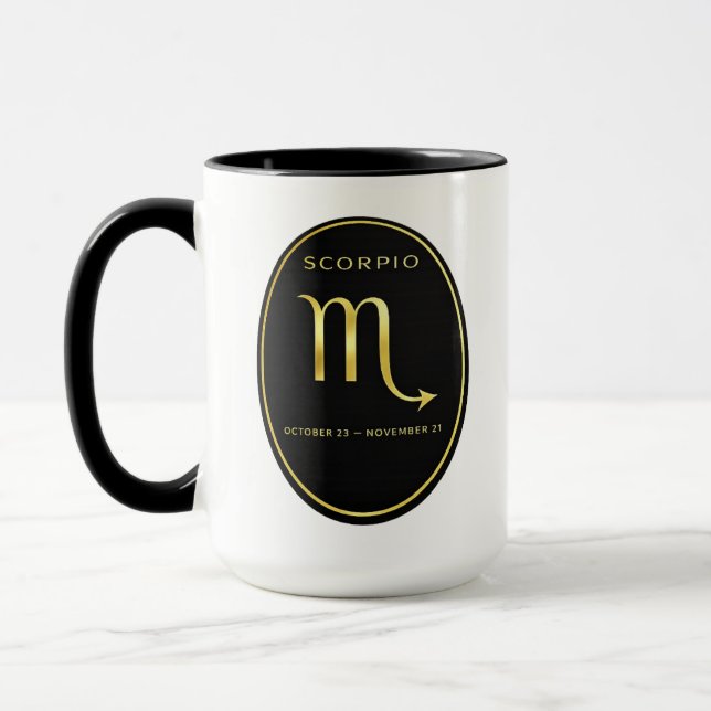 Taza Scorpio Zodiac Gold Oval Emblem Mug | Luxury Astro (Izquierda)