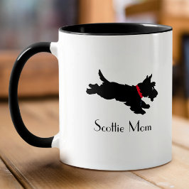 Taza Scottie Mom Diun Vintage Dog Custom Name Red