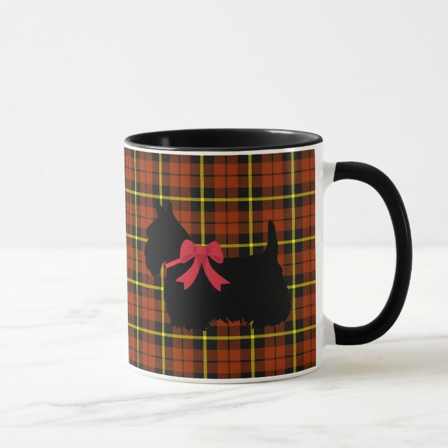 Taza Scottish Terrier, perro escocés, naranja plaid (Derecha)