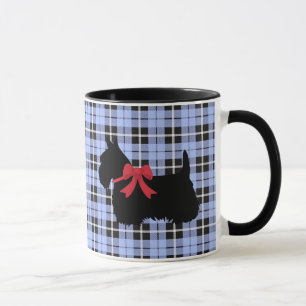 Taza Scottish Terrier, perro escocés, yeso azul bebé