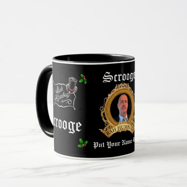 Taza SCROOGE Imagen/Texto Antiguo Navidad Personalizada (Anverso izquierdo)