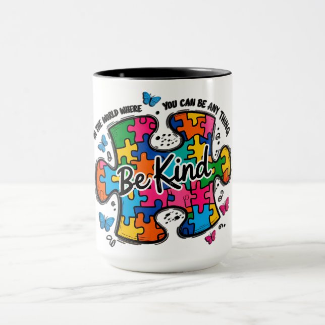 Taza Sé Amable/ Conciencia del Autismo (Centro)