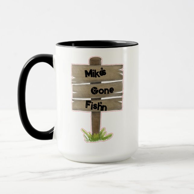 Taza "Se Fue a Pescar" Café Personalizado (Izquierda)