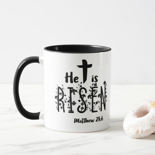 Taza Se Ha Levantado La Escritura De Pascua (Con donut)