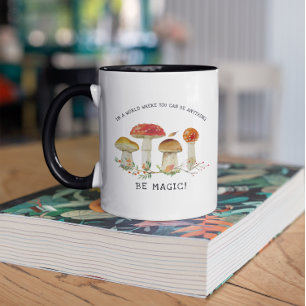 Taza Sé Magia   Ilustraciones de Hongos en Acuarela