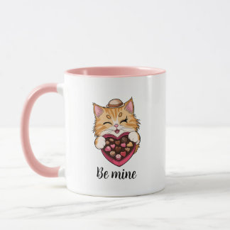 Taza Sé mío gato: El día de San Valentín Kawaii gato co