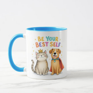 Taza Sé tu mejor auto-peluca - Inspirador perro y gato