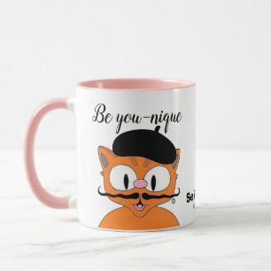 Taza Sé tú-nique (Sé único) Personalizado Mustache 