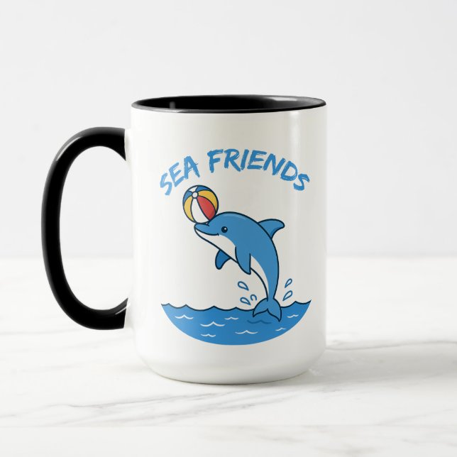 Taza Sea Friends Dolphin Mug – Cute Ocean Animal Cup fo (Izquierda)