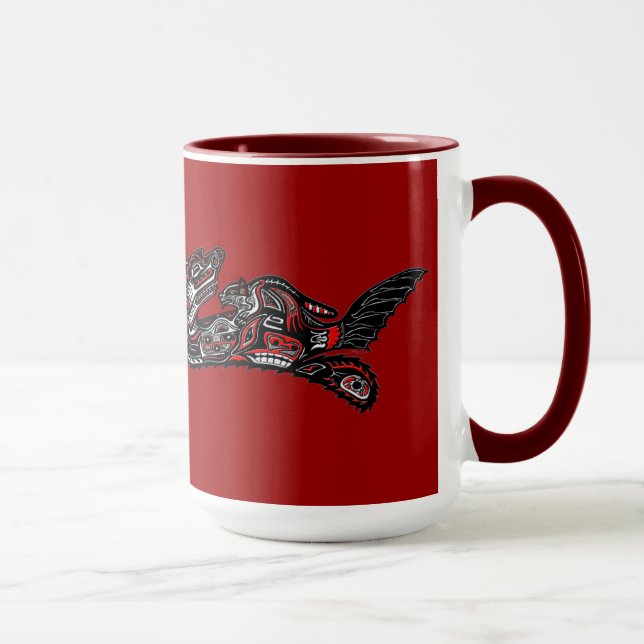Taza SEA OTTER & BABY (Estilo Haida) Art Gift Mug (Derecha)