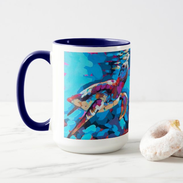 Taza Sea Turtle Painting - Beach Home Decor (Con donut)