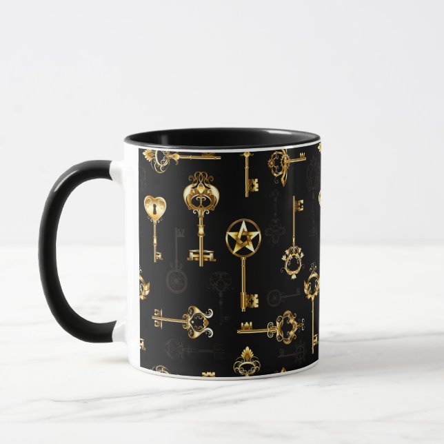 Taza Seamless Pattern with Golden Keys (Izquierda)