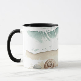 Taza Seashell & Sand – Watercolor Beach Tote Mug
