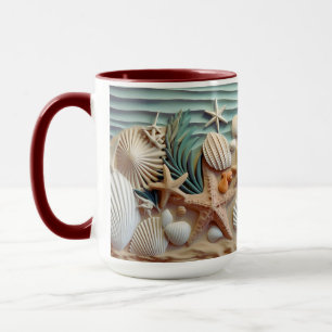 Taza Seashells Beach 3D Mug - Sip la brisa marina