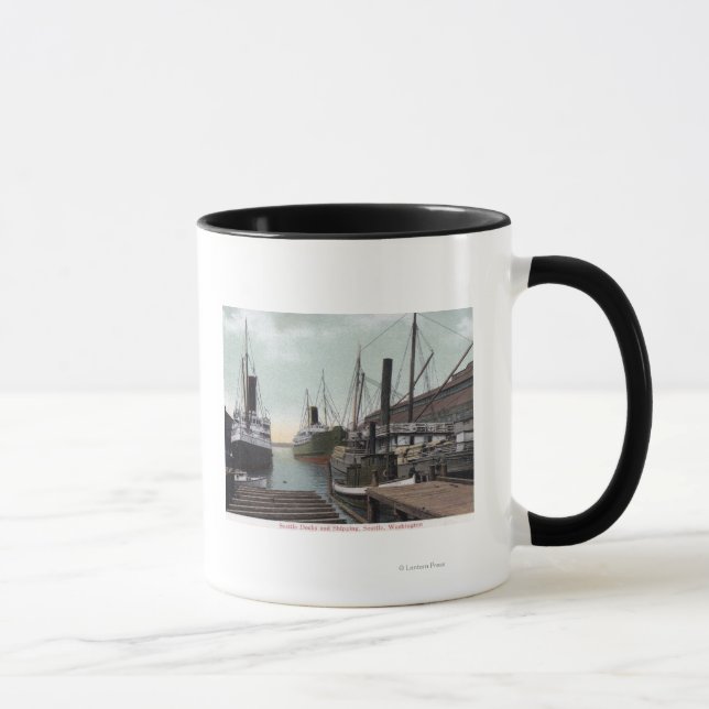 Taza Seattle, WashingtonView del muelle y los barcos (Derecha)