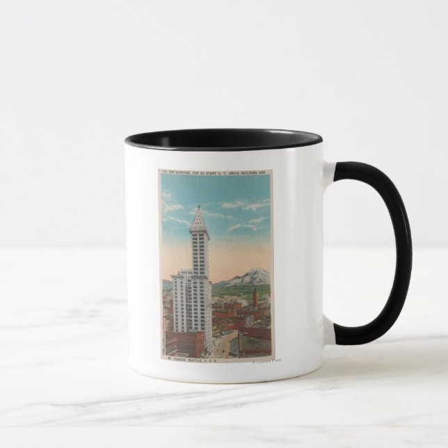 Taza Seattle, WASmith Tower View y el monte Rainier (Derecha)