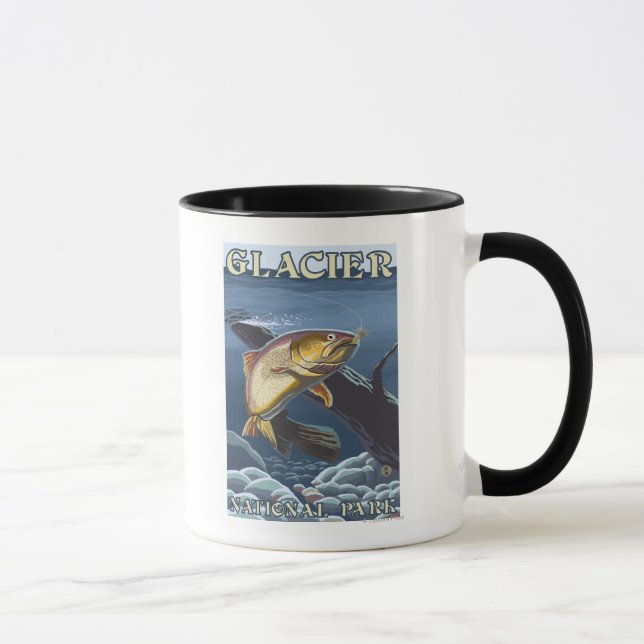Taza Sección transversal de pesca con trucha (Derecha)