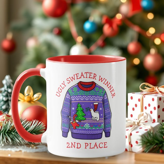 Taza Second Place Ugly Sweater Winner Christmas (Subido por el creador)