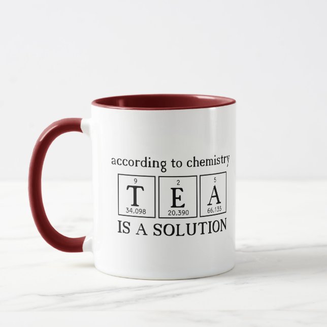 Taza Según la química, el té es una solución científica (Izquierda)