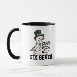 Taza Seis Siete Muñeco de Nieve Navidad Santa 6 7 Xmas