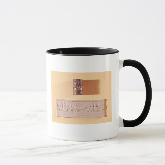 Taza Sello e impresión del cilindro de Akkadian (Derecha)