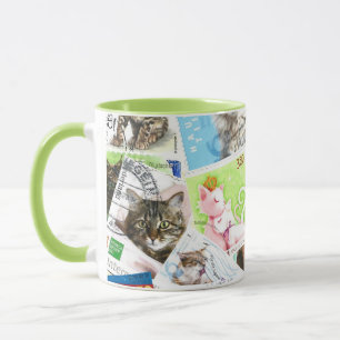 Taza Sello postal internacional de gatos