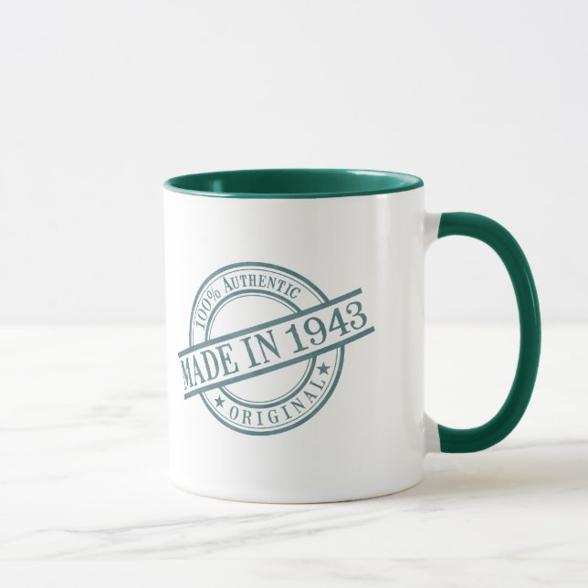 Taza Sello verde de caucho hecho en 1943 en el año de n (Derecha)