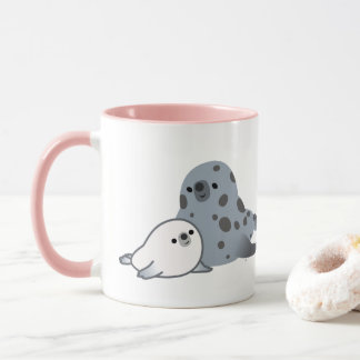 Taza Sello y perrito lindos de la madre del dibujo
