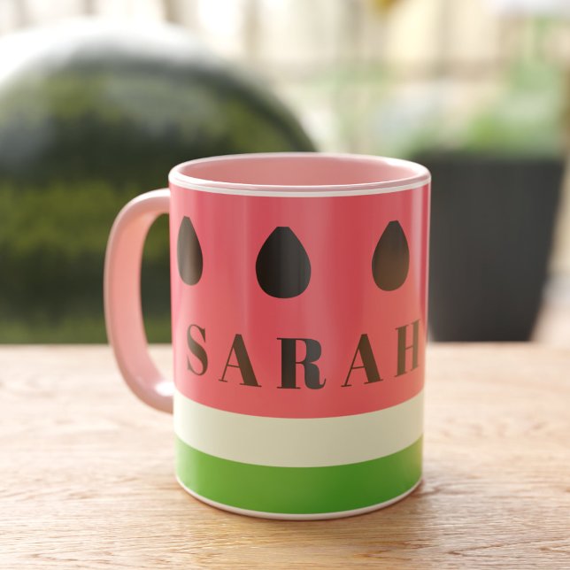 Taza Semillas de fruta de la sandía cutánea Personaliza (Pink and green should be seen on your next coffee mug. Just add your name!)