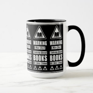 Taza Señal de advertencia para amantes de libros en bla
