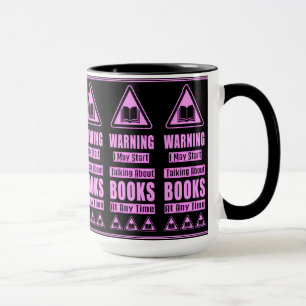 Taza Señal de advertencia para amantes del libro rosa
