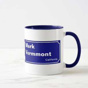 Taza señal de calle azul personalizada