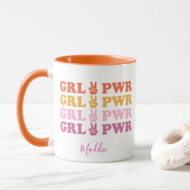 Taza Señal de Paz del Poder de la Chica Linda (Con donut)