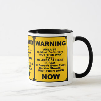Taza Señal de peligro de la parodia del ~ del área 51