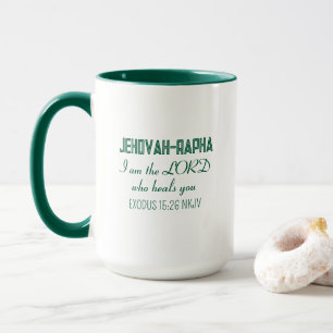 Taza Sencilla Fe de Sanación Nombre de Dios Verde Minim