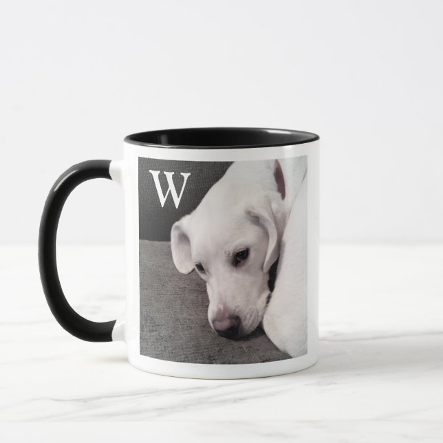 Taza Sencilla foto inicial de perro con cola (Izquierda)
