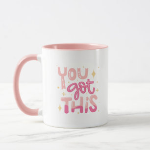 Taza Sencillo Adorable Tú Puedes Motivacional Rosa