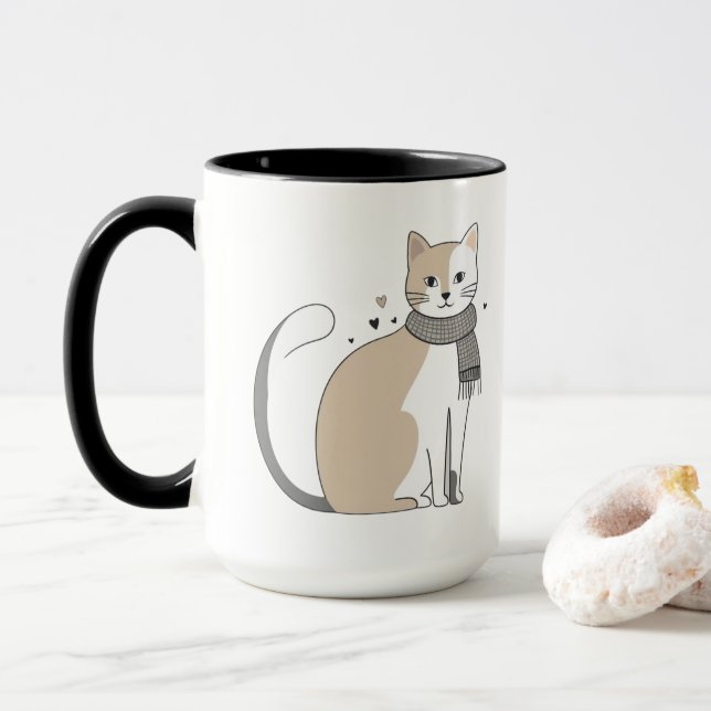 Taza Sencillo gato lindo gatito animal miau mascota Val (Con donut)