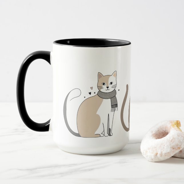 Taza Sencillo gato lindo gatito animal miau mascota Val (Con donut)