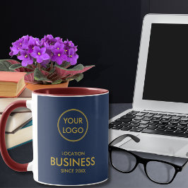 Taza Sencillo logotipo de negocios Navy oro azul