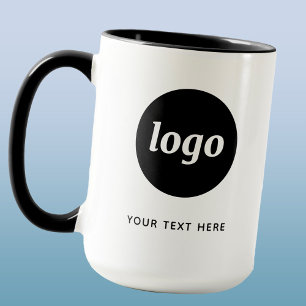 Taza Sencillo Logotipo y Texto Promocional Empresarial