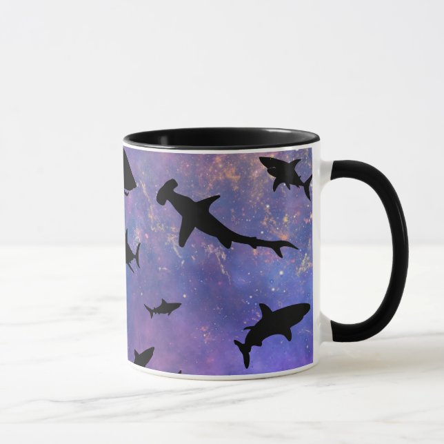 Taza Sencillo pez tiburón mandíbula ballena patrón de g (Derecha)