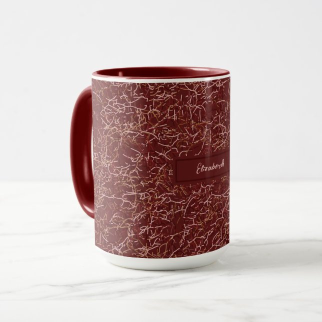 Taza Sencillo Resumen Hilo de discusión Estilo rojo Nom (Anverso izquierdo)