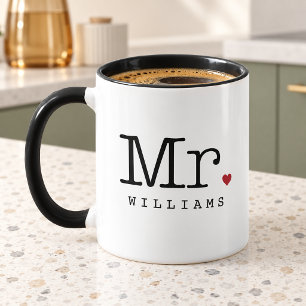Taza Señor Vintage Monograma Personalizado de Boda