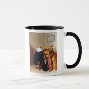 Taza Señora asentada por un Virginal