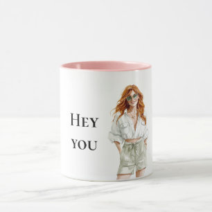 Taza Señora del cabello rojo de verano Hey Cita